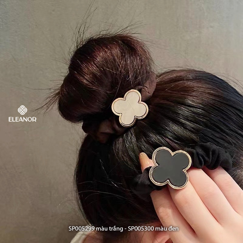 Dây buộc tóc Eleanor Accessories hình cỏ 4 lá may mắn phụ kiện tóc dây cột tóc 5299