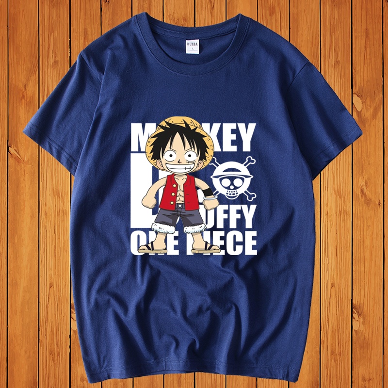 Áo Thun Nam Form Rộng HappyTee - Mẫu In Hình MONKEY.D LUFFY Chất Vải Cotton 100 Màu Đỏ,Xanh Rêu Nhạt,Đen,Xanh Navi
