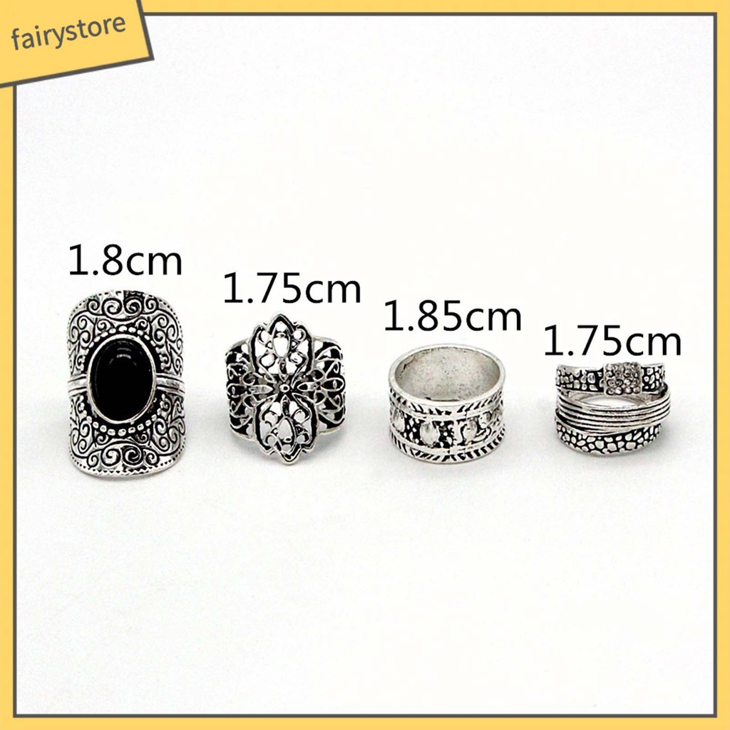 Set 1 / 4 Nhẫn Đeo Khớp Ngón Tay Phong Cách Dân Tộc