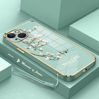 Ốp Điện Thoại gel silica Mềm Mạ Điện Họa Tiết Hoa Lan Trắng Bảo Vệ Toàn Diện Cho iPhone 13 13 pro 13 pro max