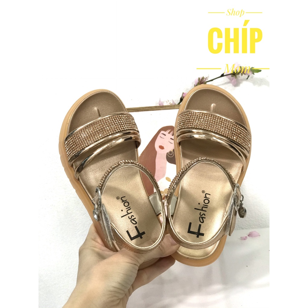 sandal bé gái dép quai hậu đi học cho bé đế dẻo chống trượi đính đá sang chảnh êm chân QCCC full hộp SL618