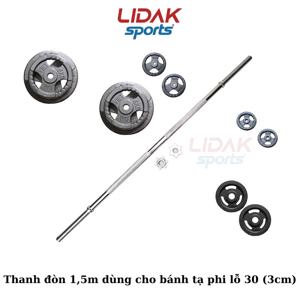 Ảnh Đòn tạ LIDAK 1,5m thép đặc mạ crom chống gỉ có zen khóa 2 đầu an toàn , thanh đòn 1,5m tập gym tại nhà - LIDAK SPORT 1