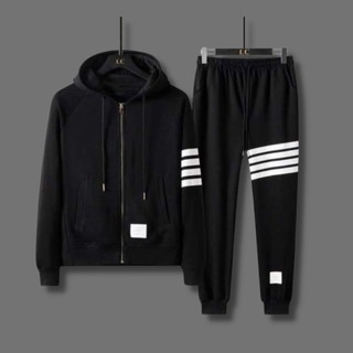 Bộ thể thao nam nữ dài tay màu đen  chất nỉ thu đông quần jogger kèm áo hoodie K1