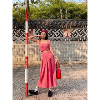 Set áo phối chân váy dài - Sweet Pink Set