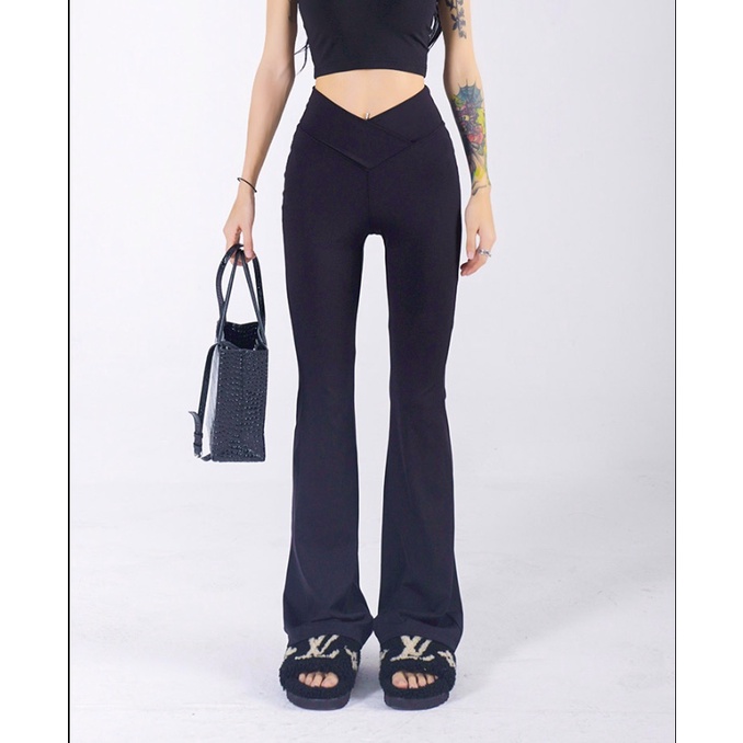 Slimmer Quần Legging Thể Thao Lưng Cao Dáng Ôm Cổ Chữ V Thiết Kế Chéo Eo Quyến Rũ Phong Cách Âu Mỹ