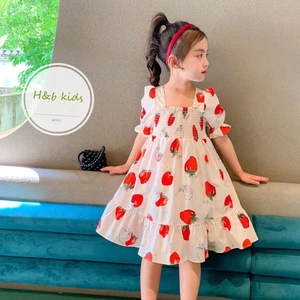 váy đũi có tay quả dâu siêu xinh cho bé gái 6-16kg, váy cộc tay mẫu hot tream cho bé gái