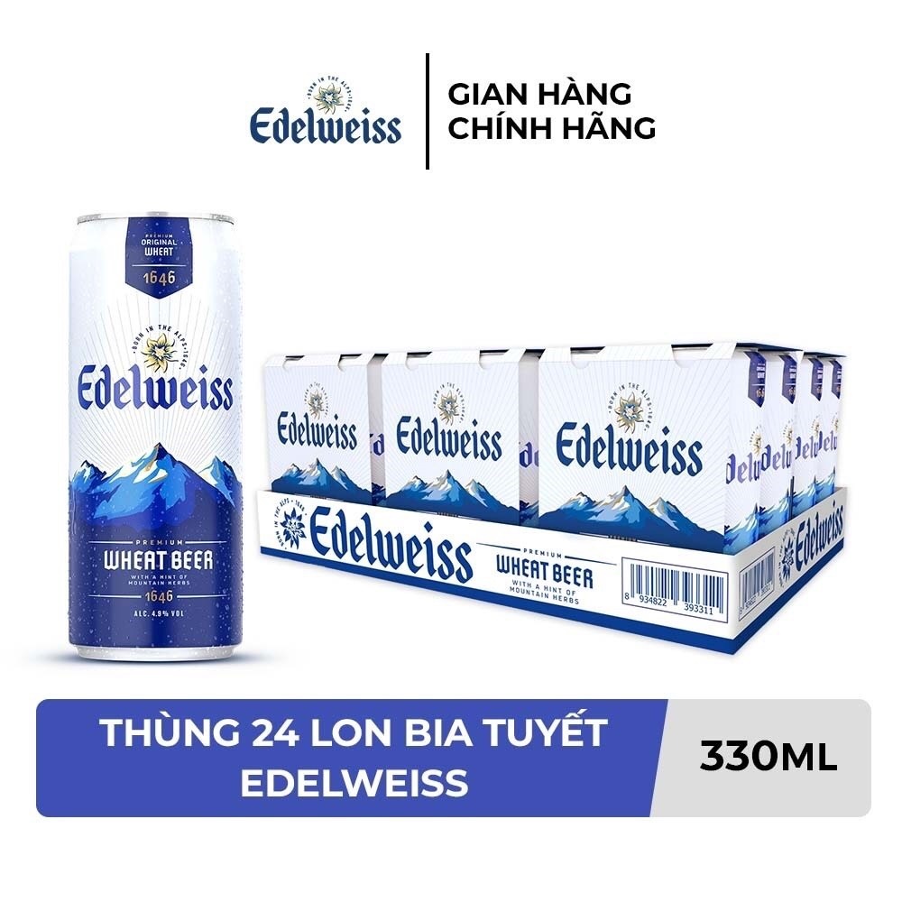 HỎA TỐC HCM - Thùng 24 lon Bia Tuyết - Edelweiss 330ml/lon