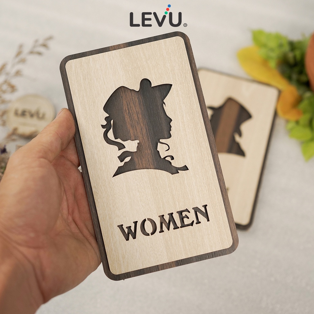 Bộ bảng Men Women trang trí cửa toilet phong cách mới LEVU-TL33