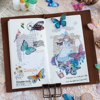 Bộ 40 Miếng Dán Chống Thấm Nước Hình Bướm Kiểu Vintage Dùng Trang Trí Sổ Tay