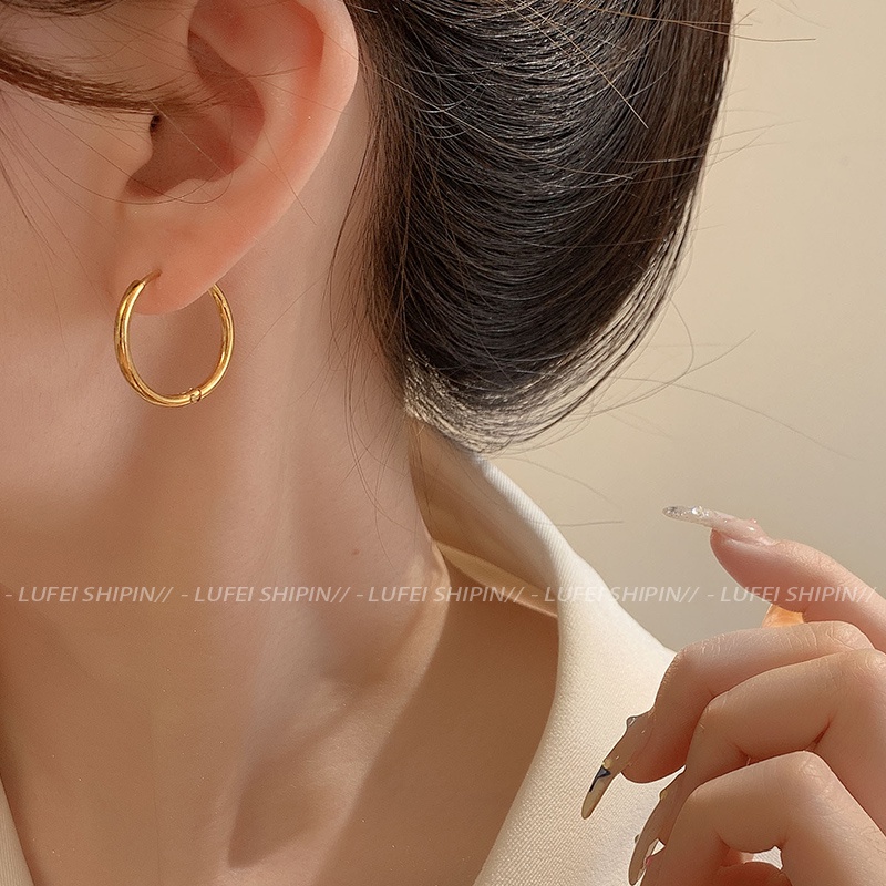 Đơn giản và thời trang - Bông tai vòng tròn mạ vàng retro mới năm 2025 cho phụ nữ