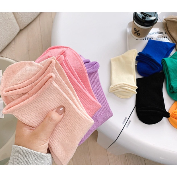 Vớ Tất cotton nữ cổ nhún đủ màu phong cách Hàn Quốc, trẻ trung, năng động.