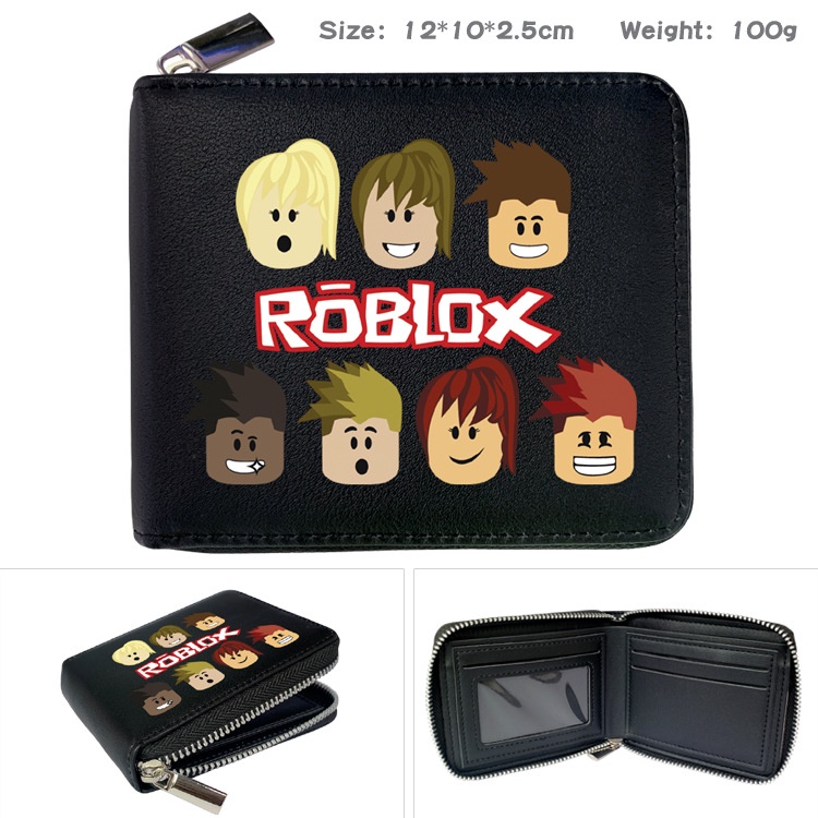 Hot Game Roblox Đen Đơn Giản Thường Ngày Sinh Viên Ví Ngắn Bé Trai Cô Gái Hoạt Hình ID Đồng Xu Bifold Ví Ngắn