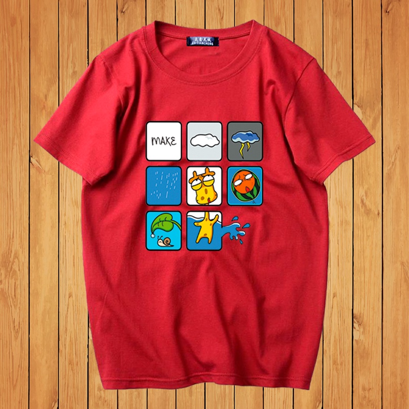 Áo Thun Nam Form Rộng HappyTee - Mẫu Họa Tiết Hoạt Hình  Ngộ Nghĩnh Chất Vải Cotton 100 Màu Đỏ,Trắng,Đen,Xanh Navi
