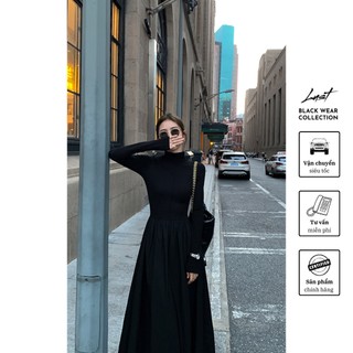 Váy đầm đen xoè tay dài cao cấp LUST chất liệu dày dặn thiết kế đẹp - M30