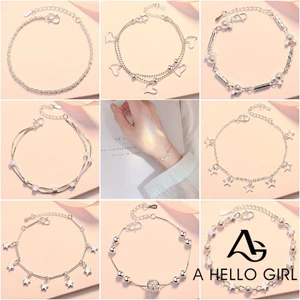 Ahellogirl Vòng tay mạ bạc thiết kế nhiều kiểu dáng thời trang xinh xắn cho nữ