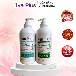 Cặp Dầu Gội Xả IVARPLUS Collagen giảm rụng tóc, cấp ẩm, siêu thơm siêu mượt tóc công thức chuẩn salon 2000ml