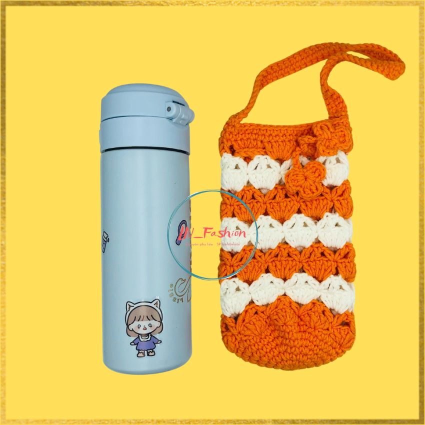 Túi Đựng Bình Nước Móc Len Thủ Công - Túi Đựng Bình Giữ Nhiệt - LN_Handmade