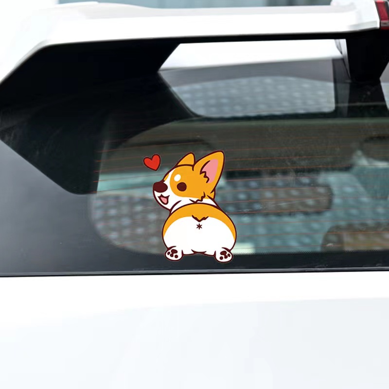 Hl Miếng Dán Trang Trí Nắp Bình Xăng Xe Hơi / Mô Tô Hình Chú Chó Corgi Dễ Thương