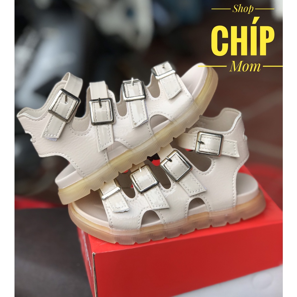 sandal chiến binh bé gái dép quai hậu đi học cho bé có quai dán da PU bóng mềm đế dèo chống trượt QCCC full hôp 777