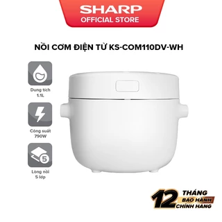 Nồi cơm điện Sharp KS-COM110DV-WH 1.1L 790W [Hẹn giờ, mâm nhiệt 3D, 10 chức năng nấu]