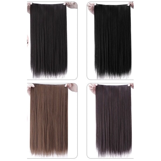 Tóc Giả Kẹp Thẳng Dài 55-60cm – Tóc Nối Kẹp 1 Mảnh Tự Nhiên Dày 180-200g, Suôn Mượt Như Tóc Thật, Không Lộ Kẹp Dễ Gắn
