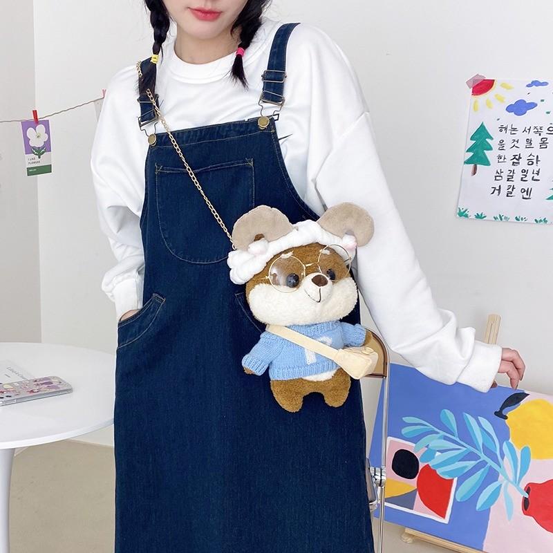 Túi Đeo Chéo Nhồi Bông Hình Chú Sóc Dễ Thương – Túi Mini Cute Cho Bạn Gái & Trẻ Em
