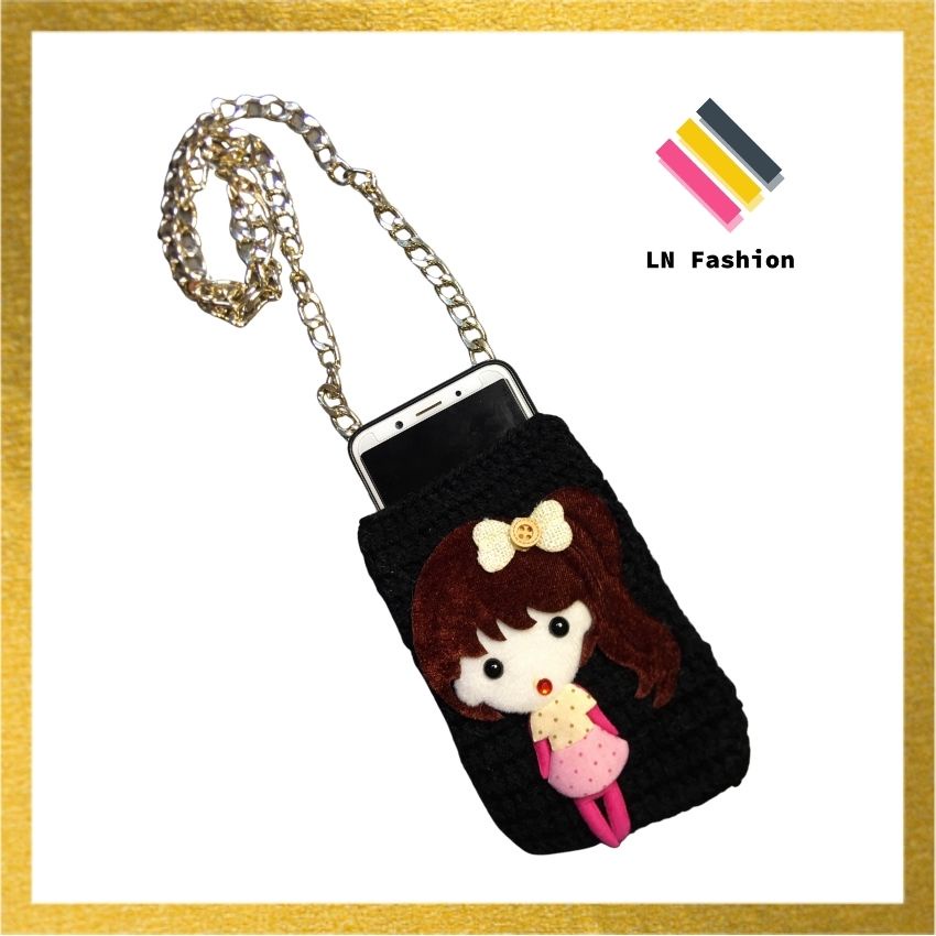 Túi đựng điện thoai móc thủ công bằng len- Túi len handmade- Móc len thủ công
