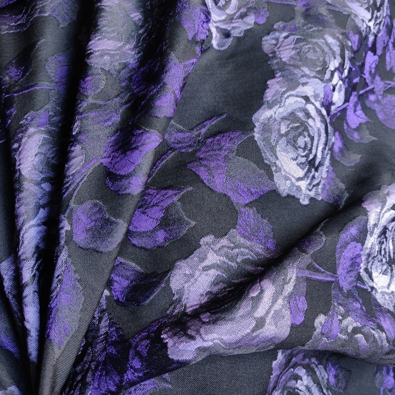 Hoa Hồng Tím Nhuộm Sợi Nổi Vải Hoa Jacquard Vải DIY Thanh Lịch Đầm Nữ 50x150cm TJ8113