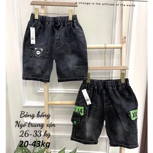 quần short jean đại cồ, bò ngố mặc đi học, đi chơi xuất khẩu cao cấp cho bé trai 25-50kg