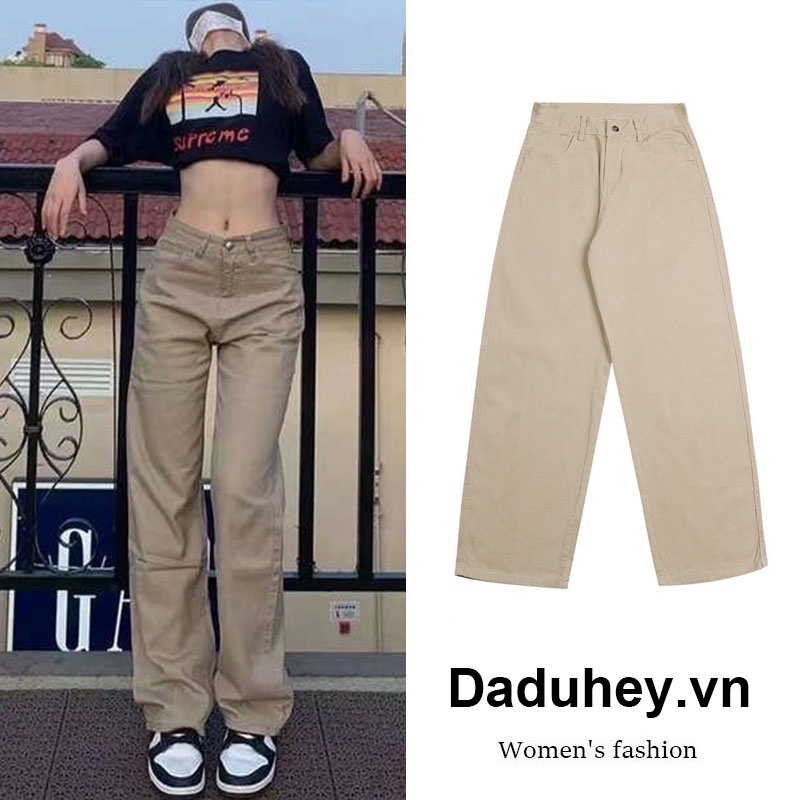 Ảnh Daduhey Quần jean lưng cao ống rộng thời trang phong cách Hàn Quốc cá tính cho nữ 1