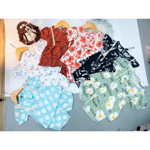 combo 3 bộ cho bé gái chất đũi lụa siêu mềm 6-16kg, bộ cộc tay bé gái