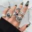 Unstop * 6 Miếng Gothic Đen Đầu Lâu Nhẫn Punk Bạc Giáng Sinh Nhẫn Trang Sức Halloween