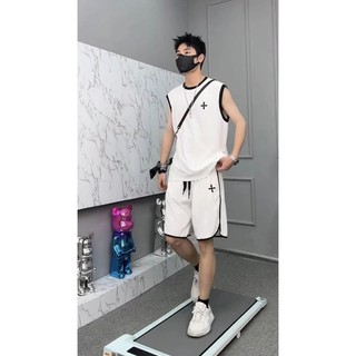 ( Hàng Mới ) Bộ Thể Thao Ba Lỗ Hè Nam Nữ Phối Họa Tiết Viền Kẻ Cá Tính, Cotton Cá Sấu Thoáng Khí Mềm Mịn Thấm Hút Mồ Hôi