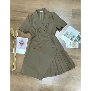 Đầm vest nữ hai lớp xếp ly một bên thiết kế sang trọng D001