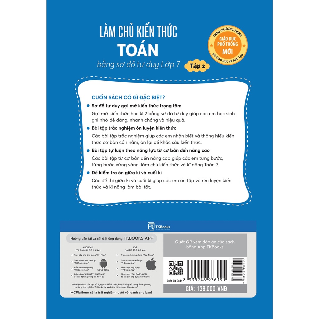 Sách - Tham Khảo Lớp 7 - Combo Làm Chủ Kiến Thức Toán Bằng Sơ Đồ Tư Duy Lớp 7 (Tập 1+ Tập 2) TKBooks