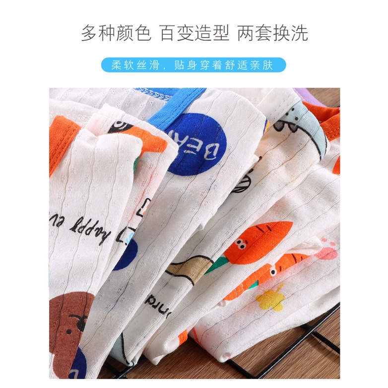Trẻ Em Ba Phần Tư Tay Áo Homewear Mùa Hè Điều Hòa Quần Áo Bé Trai Bé Gái Mùa Hè Mỏng Thoáng Khí Bộ Đồ Ngủ