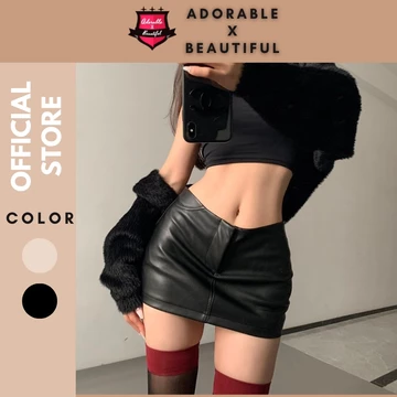 Chân Váy Da Đen PU Trơn Form Ngắn Có Lót Trong, Chân Váy Mini Đen Trắng Kem Ulzzang Sexy