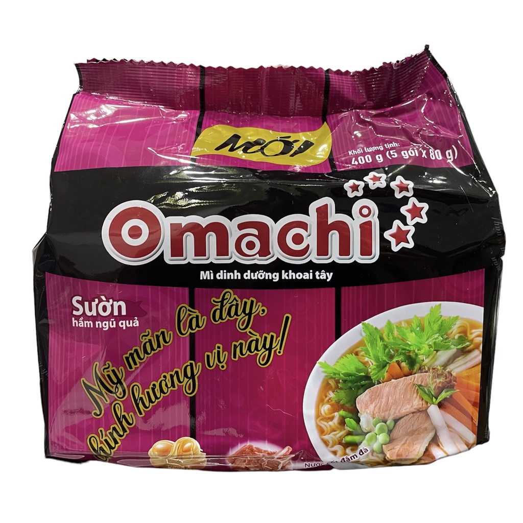 MÌ OMACHI XỐT BÒ HẦM - BỊCH TIỆN LỢI 5 GÓI - OMACHO RẤT NGON MÀ KHÔNG SỢ  NÓNG