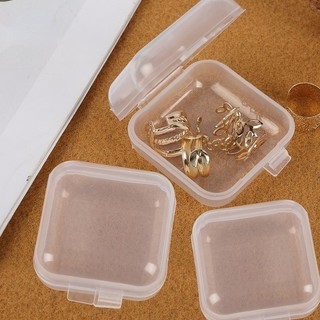 Hộp Bảo Quản Vuông Nhựa Trong Suốt - Bông Tai Di Động Vòng Cổ Hạt Trang Sức Hộp Bảo Quản Mini