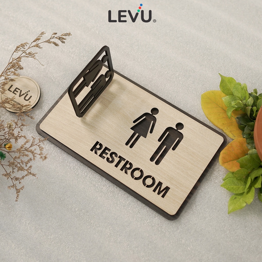 Bảng restroom 3D gắn tường thiết kế hiển thị đa chiều sáng tạo LEVU-TL38