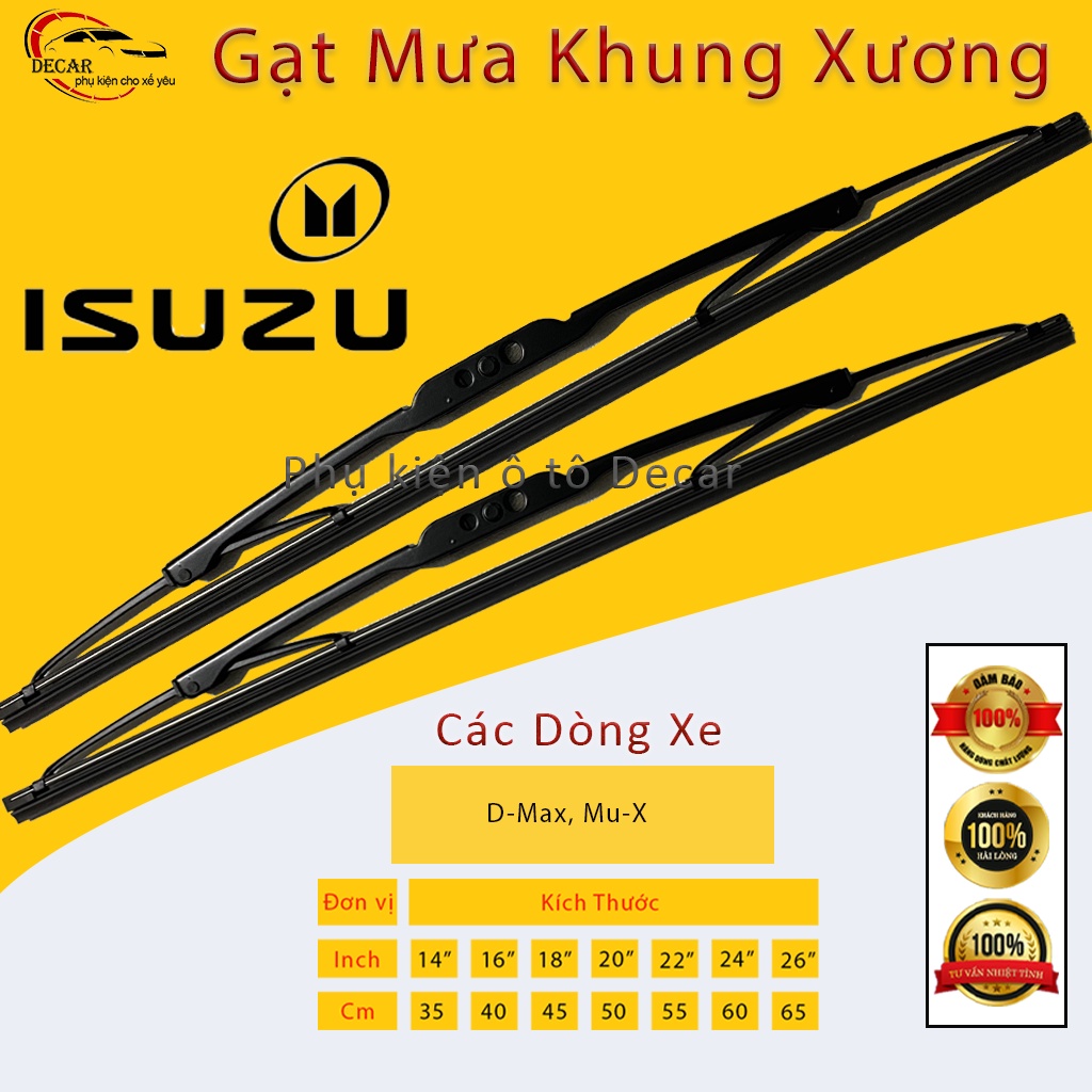 (ISUZU) Cần gạt nước mưa xe ô tô, lưỡi gạt mưa silicon xe oto 4,5,7 chỗ xe MU-X, D-MAX,