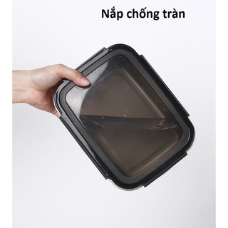 Hộp đựng thức ăn, cơm trưa có nắp khóa loại xịn, hộp bảo quản đồ ăn chất liệu inox cao cấp