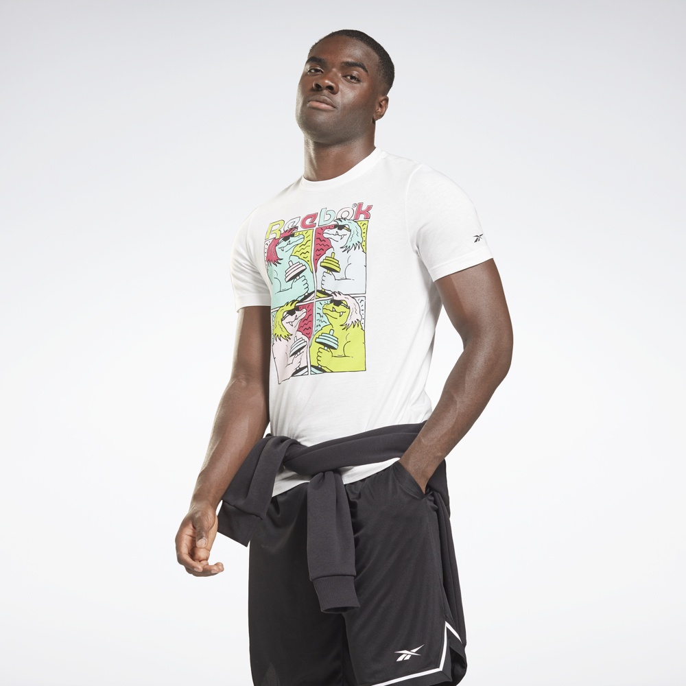 Reebok TRAINING Áo thun Chạy bộ Nam Animal Novelty Màu trắng GT5702