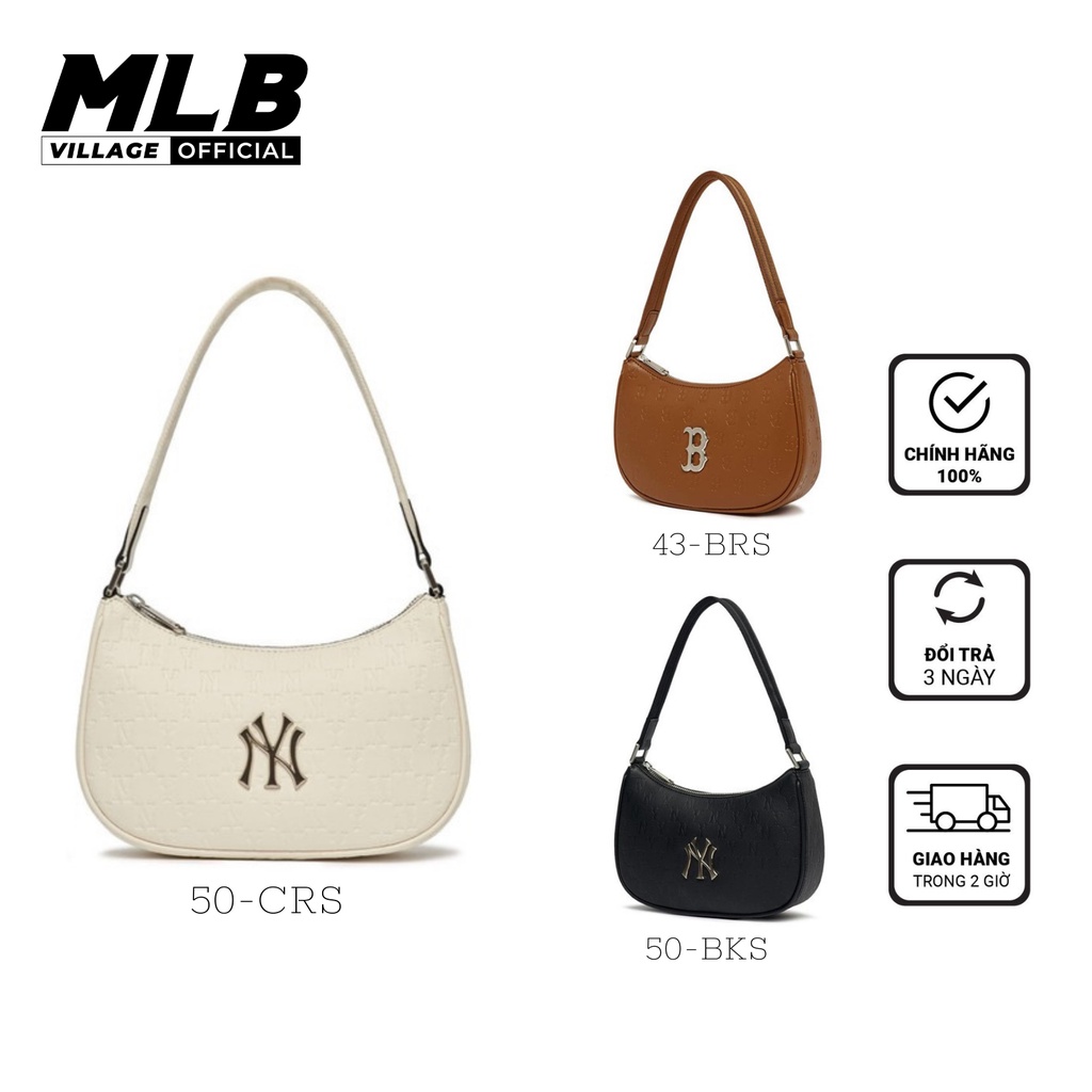 Túi Xách MLB Monogram Embossed Hobo Bag New York Yankees Túi kẹp nách