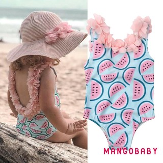 Mg-baby Bé Gái Đồ Bơi Một Mảnh Hoa Ruffle Cổ Dưa Hấu In Hình Đồ Bơi Lưng Bikini