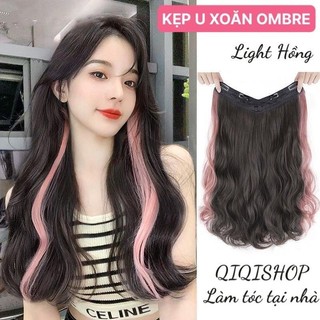 Tóc Giả Chữ U Ombre Light Hồng Xoăn Sóng Cho Nữ, Tóc Giả U Nửa Đầu Cao Cấp HaminStore