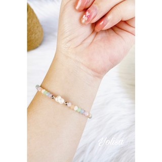Vòng tay handmade hạt cườm nhiều màu pastel kết hợp t.rai