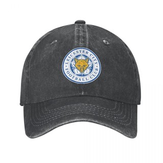 Logo Leicester City F.C. Mũ Denim Rửa Người Lớn 100% Cotton Cong Vành Mũ Chống Nắng Đơn Giản Thường Ngày Phù Hợp Với Mũ Bóng Chày Unisex Có Thể Điều Chỉnh Nam Nữ Mũ Cũ