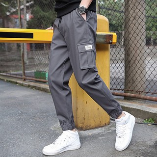 [Plus Size] Quần Joggers Màu Đen Dáng Rộng Phong Cách Đường Phố Hàn Quốc Hợp Thời Trang Cho Nam