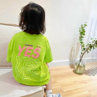 AT2-M-[tomnaukids] Áo thun cộc tay bé gái chữ Ye.s cá tính - Size 9-40Kg